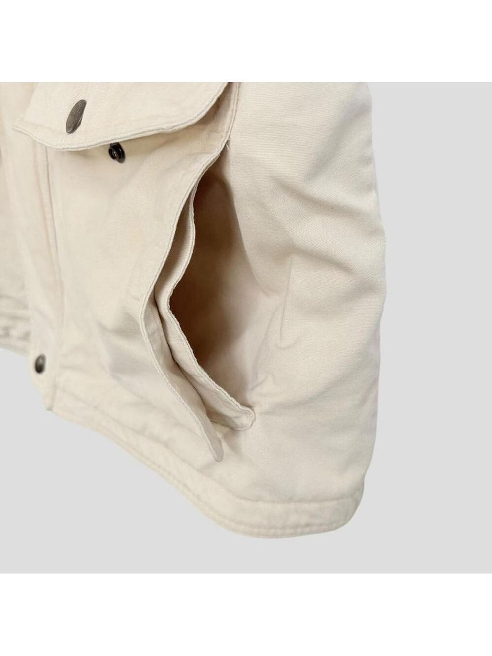 Wintage  Men's L Heavy Duty Canvas Trucker Workwear Beige Vest Flannel lining - Picture 7 of 8